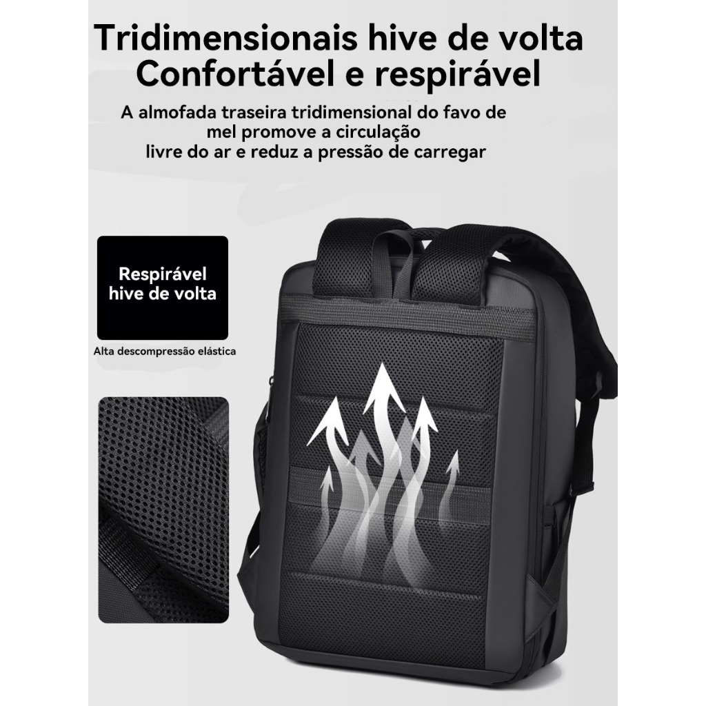 Mochila de laptop de negócios à prova d'água reforçada com expansão de capacidade — foto 7