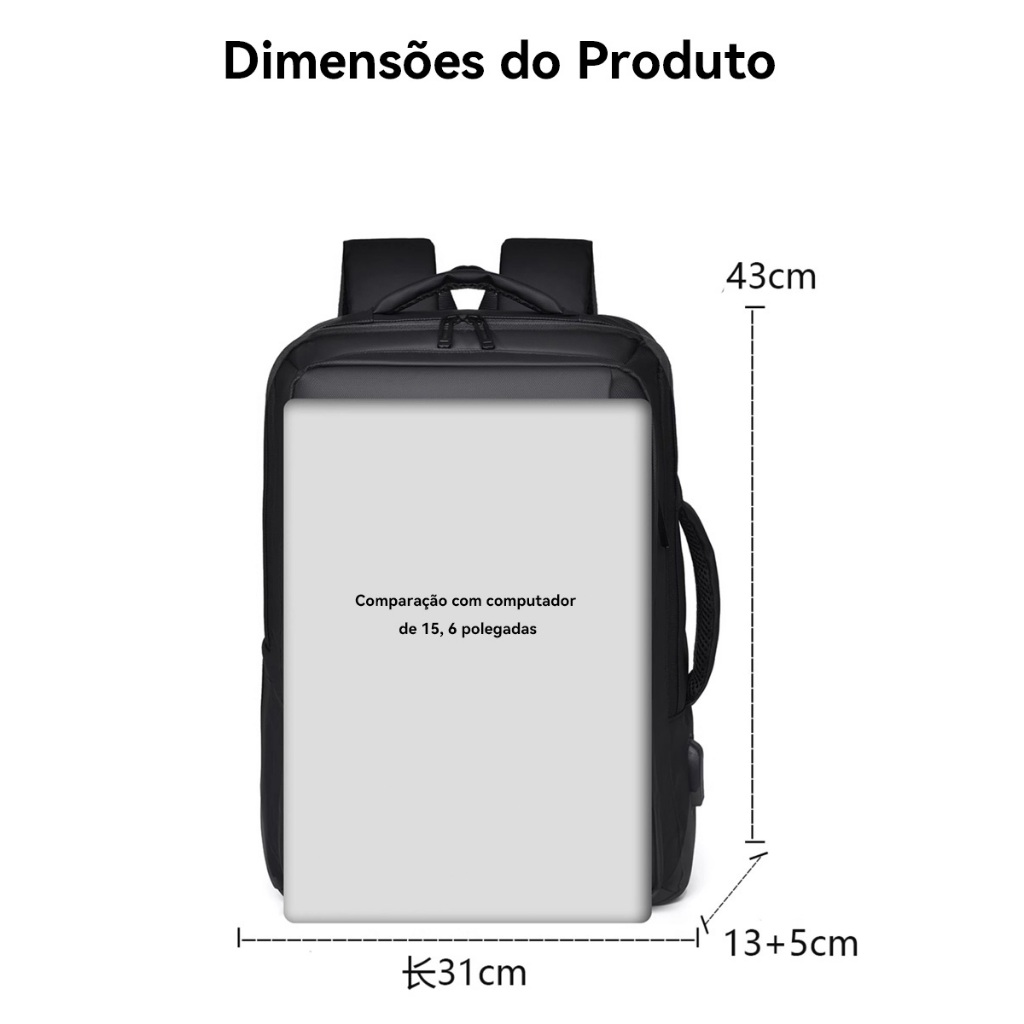 Mochila de laptop de negócios à prova d'água reforçada com expansão de capacidade — foto 2