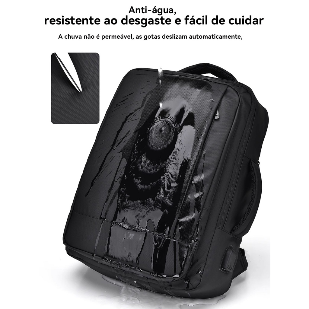 Mochila de laptop de negócios à prova d'água reforçada com expansão de capacidade — foto 6