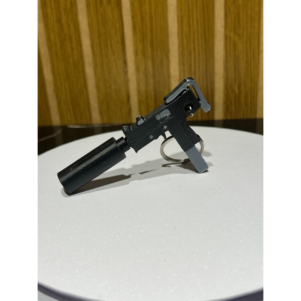 Chaveiro MAC-10 Mini com Silenciador – Miniatura 3D Exclusiva