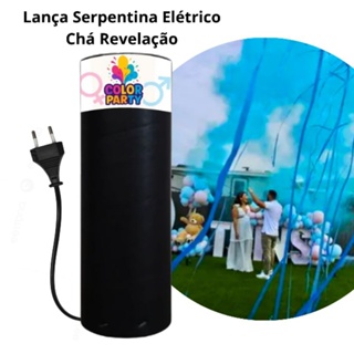 4 Lançador Serpentina + Pó Para Chá Revelação Com Tomada em Oferta na Shopee
