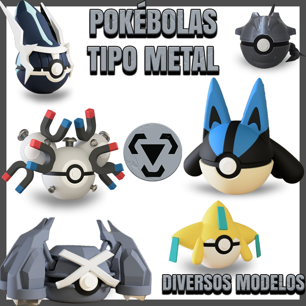 Pokébolas Personalizadas Tipo Metálico ⚙️ | Metagross, Scizor, Magnezone e mais | Coleção Pokémon 3D