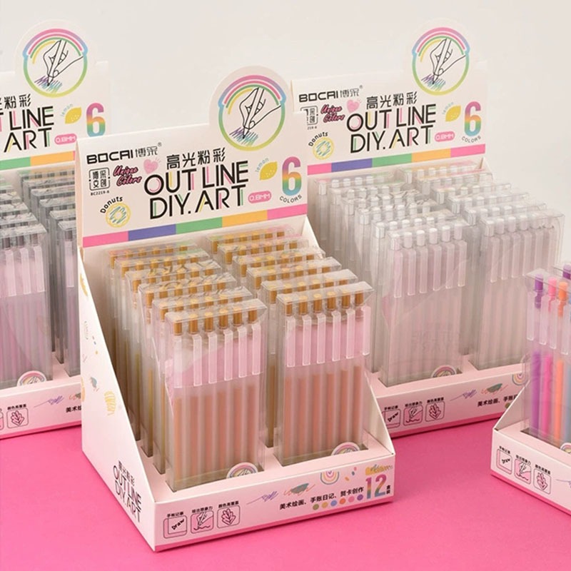 Kit 6-18 Unidades Cintilante Brilhante Brilho Para Colorir Caneta Rabiscar Glitter Metálico Colorido Marcador De Gel em Oferta na Shopee