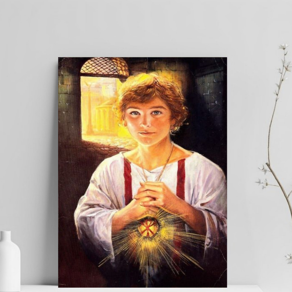Quadro Decorativo Católico São Tarcísio Placa Mdf 20x28cm Coroinha Acólito Eucaristia