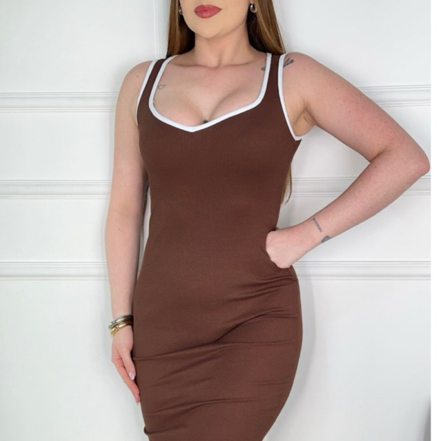 Vestido Feminino Decote Coração Ribana Premium Vestido Elegante Feminino Modelo Tendência verão 2025 em Oferta na Shopee