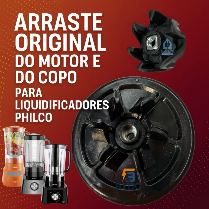 Kit de Arrastes Originais Motor e do Copo para Liquidificador Philco PLQ1400 PLQ1411 PLQ1412 PLQ1414 PLQ1430 PLQ1500
