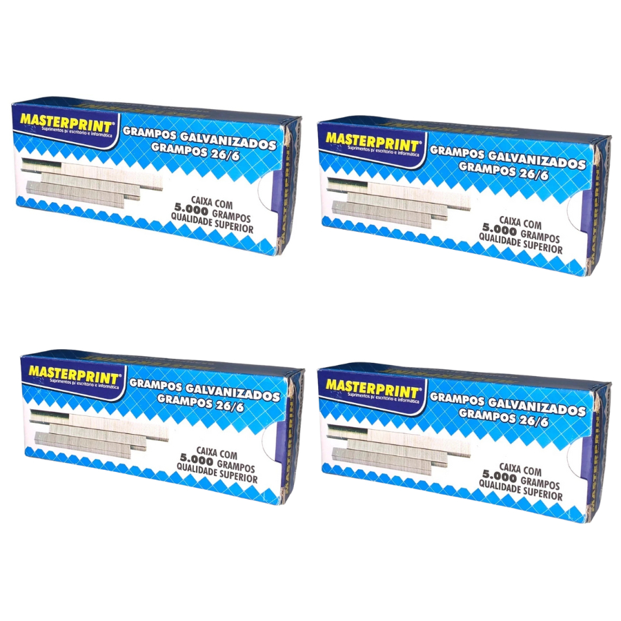 Grampo 26/6 Masterprint - Kit com 1 caixa / 2 caixas /3 caixas ou 4 Caixas - ÓTIMA QUALIDADE!
