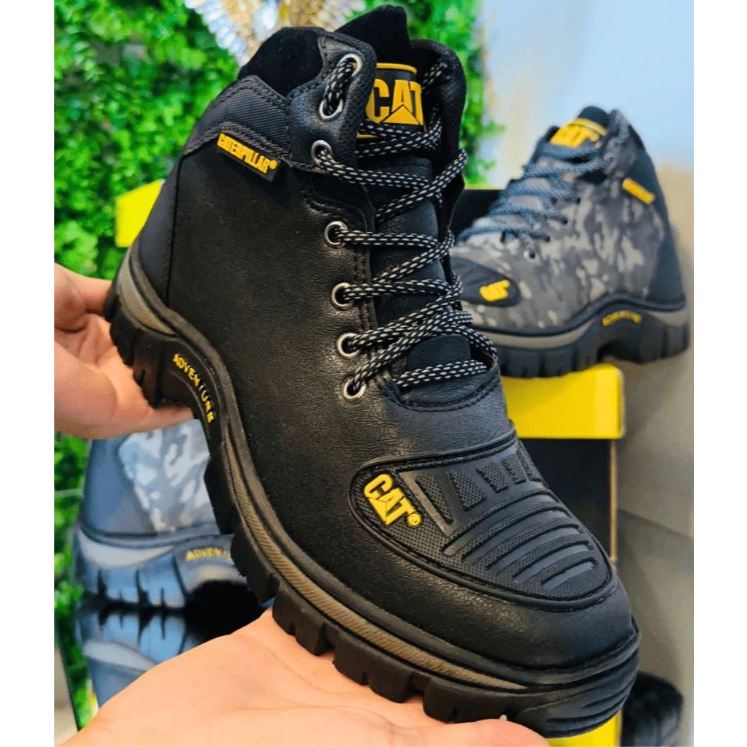 Coturno Bota Caterpillar Impermeável Couro Legitimo CAT Original + Palmilha em Gel em Oferta na Shopee