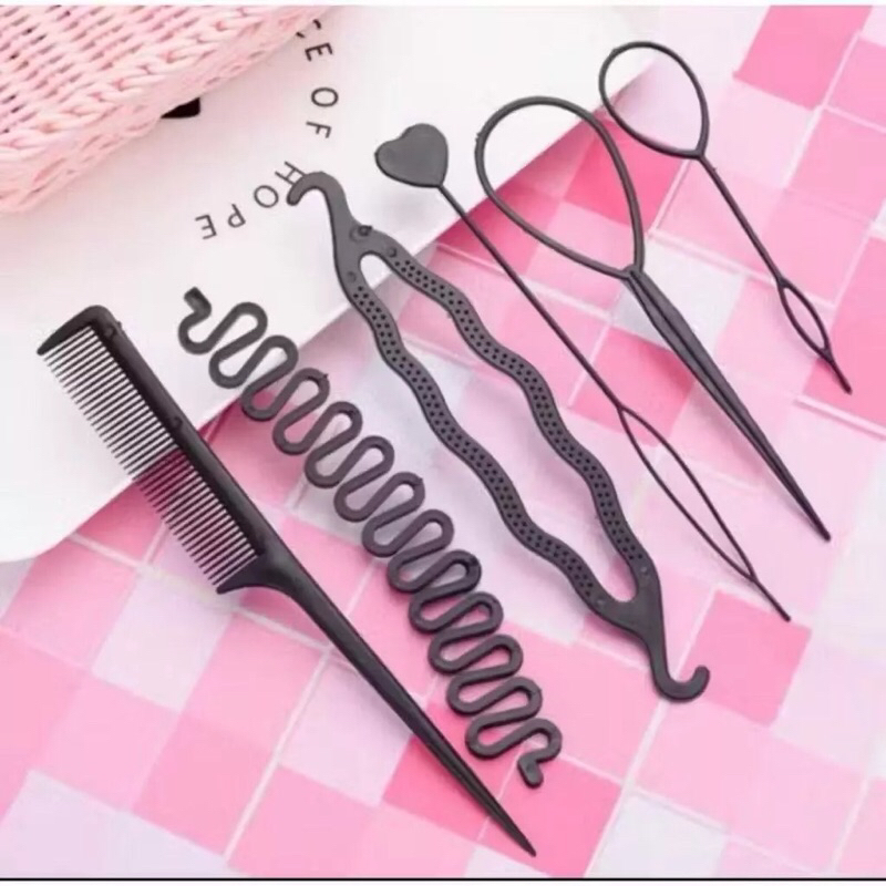Kit4/5 Pente para cabelo coque, Pente para tranças e Penteados Acessórios para Cabelo Kit coque e tranças com 5 Peças em Oferta na Shopee