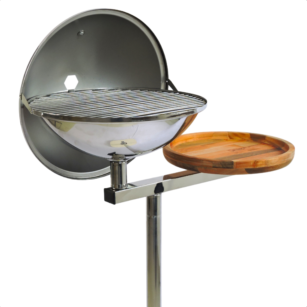 Churrasqueira Inox Com Suporte Flange Base Náutica Churrasqueira Barco Grande Com Tampa Basculante Lanchas Bafo Carvão