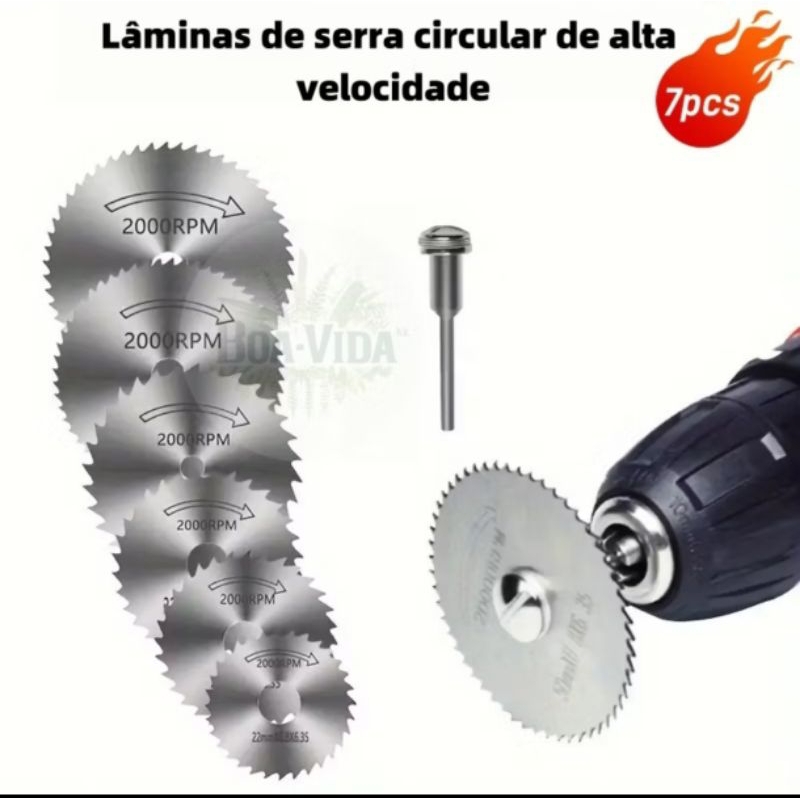 Jogo 6 Peças Mini Disco Corte Serra Micro Retífica Furadeira Alta Resistência 250206