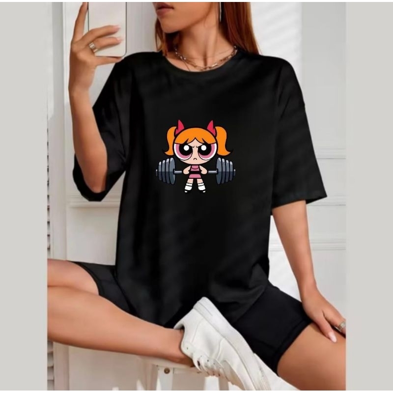 Camiseta Feminina Oversized Street Estampada Super Poderosas Algodão Confortável Casual Academia
