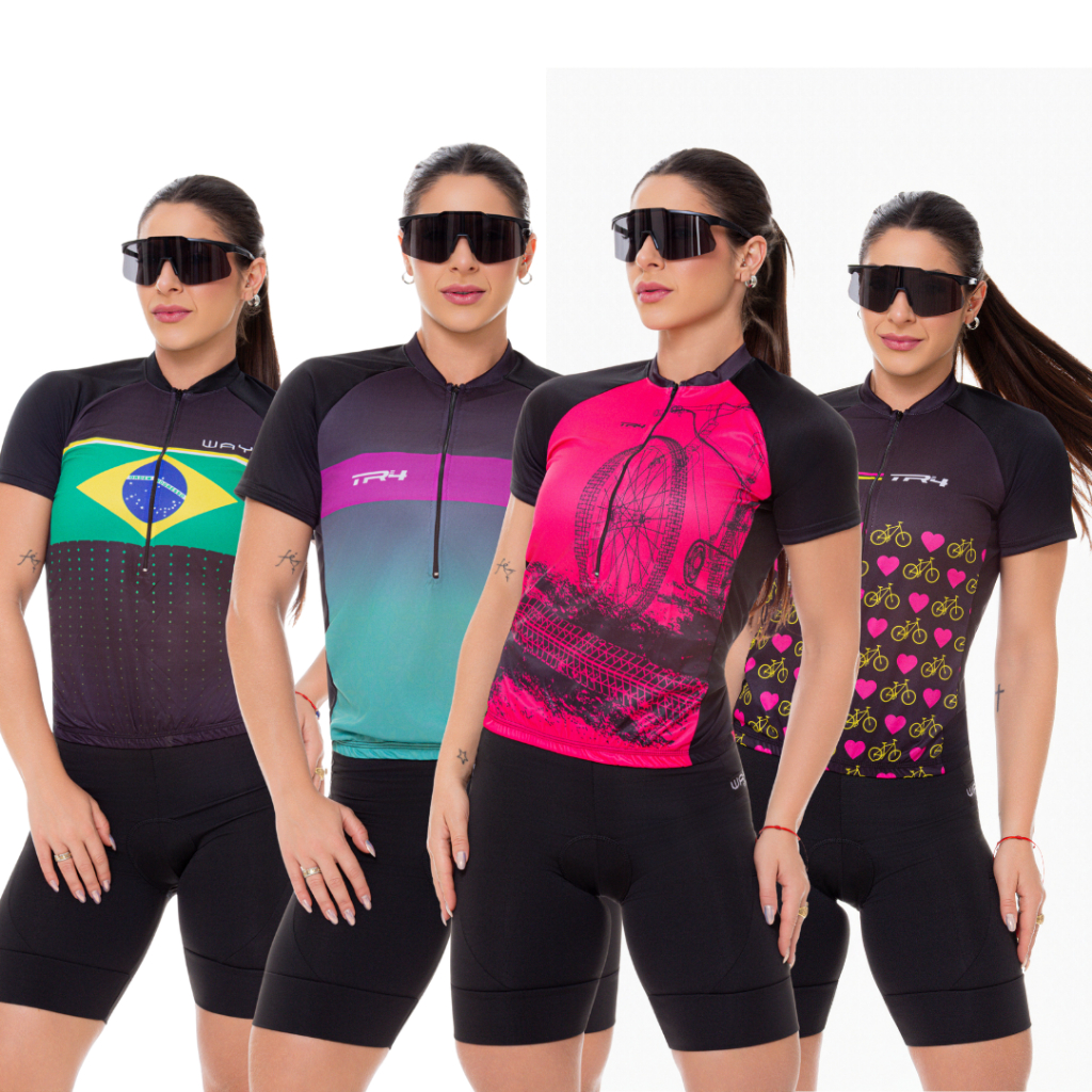 Conjunto de Ciclismo Feminino Kit Camisa Pro e Bermuda Espuma MTB