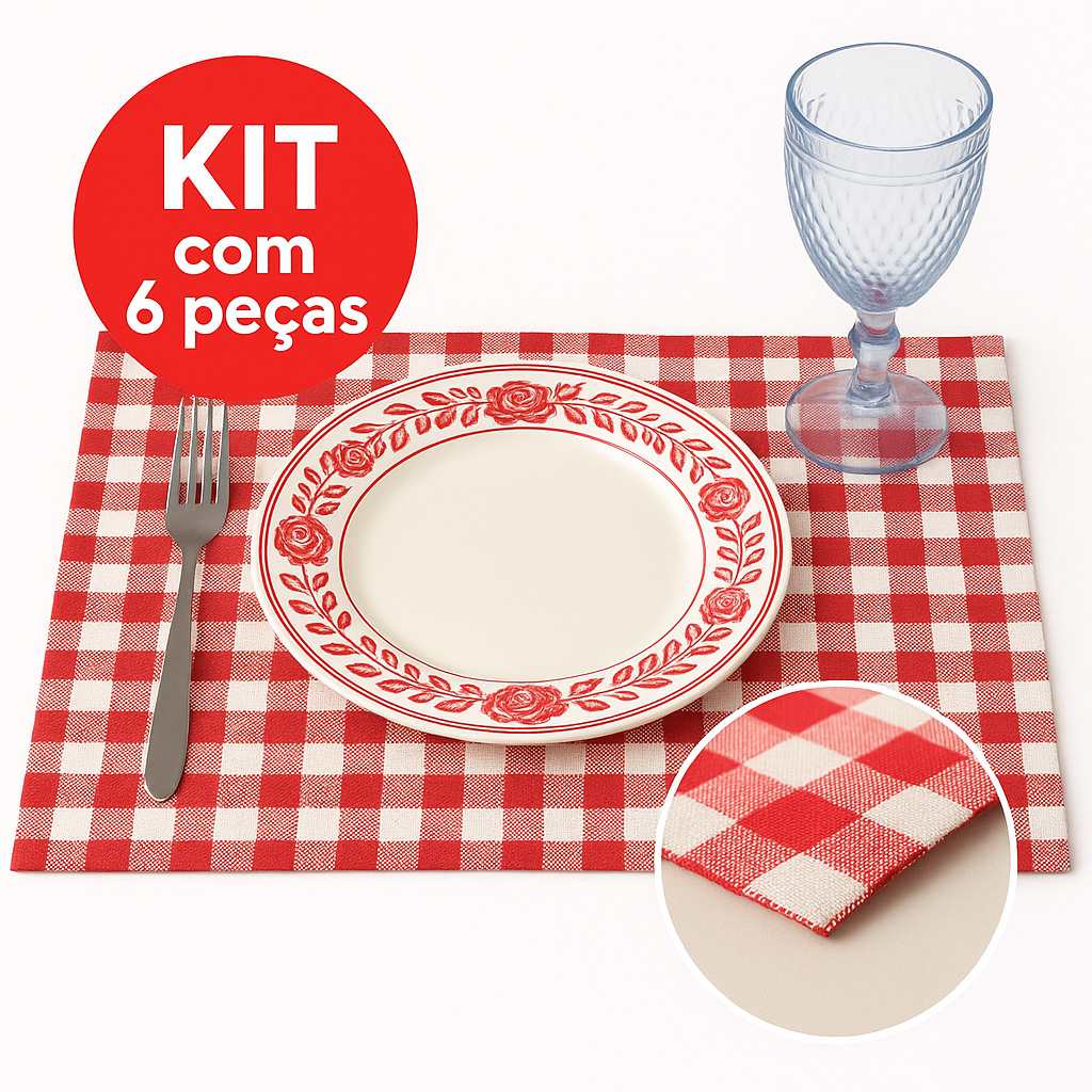 Jogo Americano 6 Peças Toalha de Mesa Decoração Tecido Kit