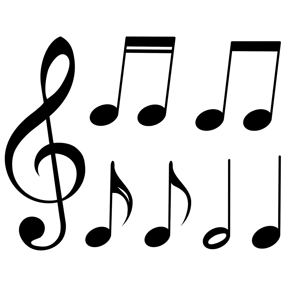 Kit 7 peças Quadro Decorativo Notas Musicais em MDF Preto Decoração Música Festa Casa