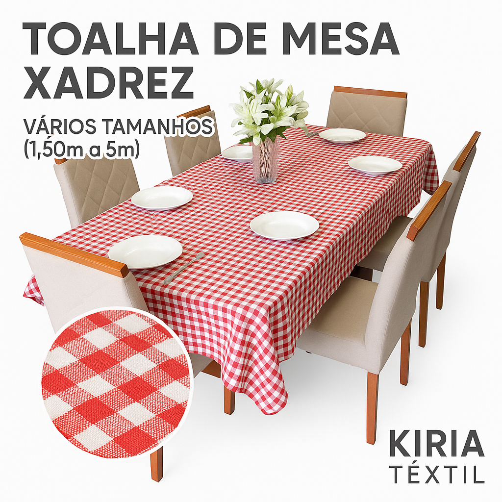 Toalha de Mesa Retangular Xadrez Vermelho Algodão Poliéster Decoração 4 Lugares 6 Lugares 8 Lugares em Oferta na Shopee