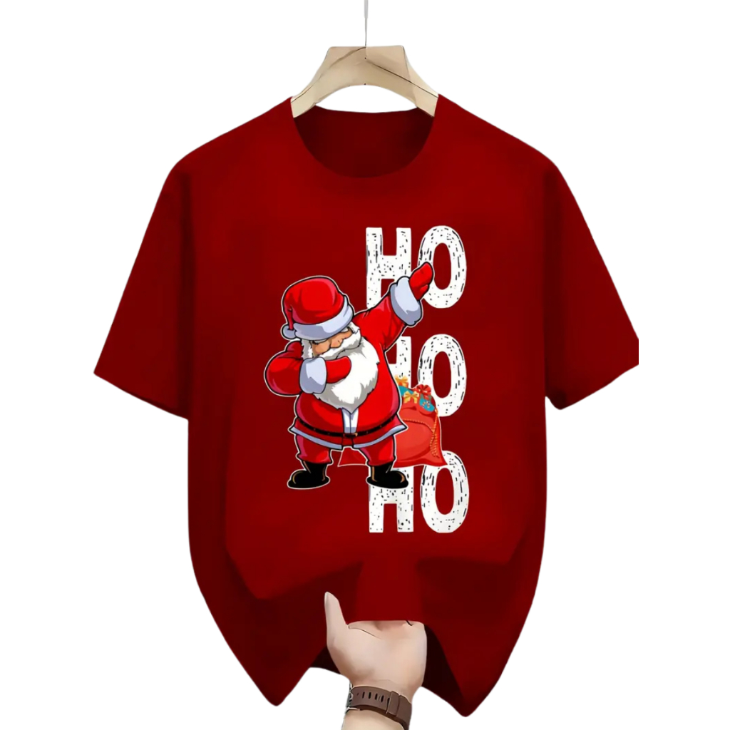 Camiseta HOHOHO NOEL Lançamento Algodão Premium Básico Alta Qualidade Festas Natal Ano Novo