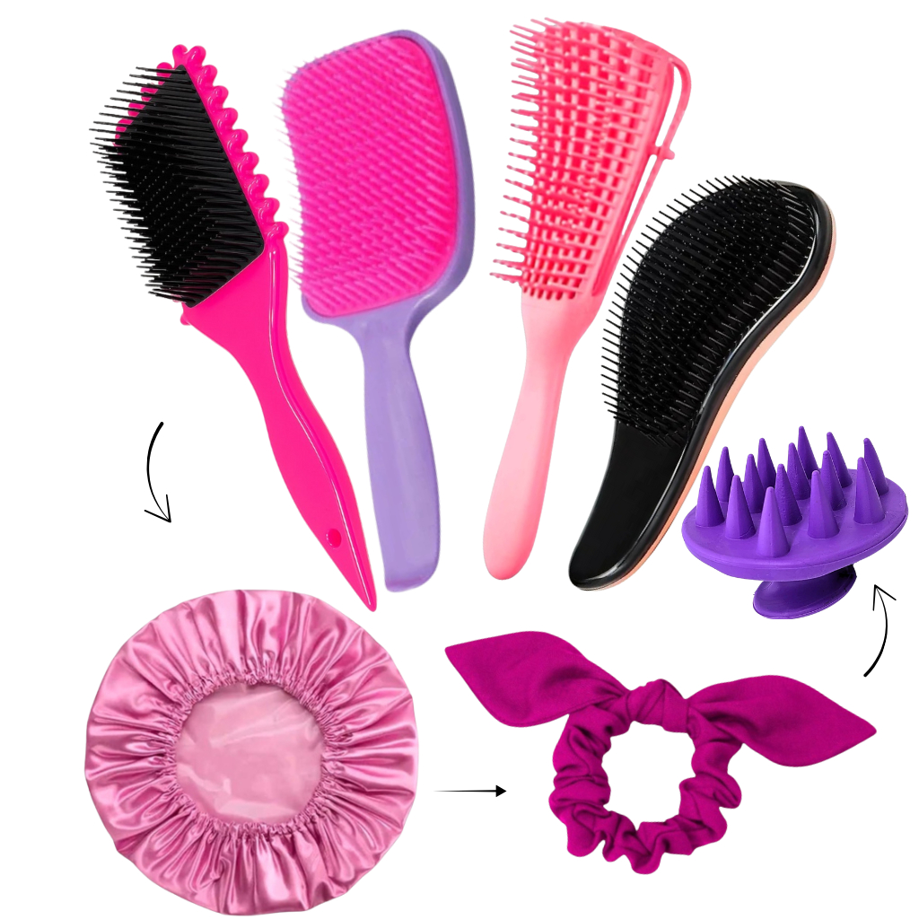 Escovas Modeladoras, Raquete Polvo Mágica o Kit Ideal para seus Cabelos + Xuxinha e Touca de Cetim em Oferta na Shopee