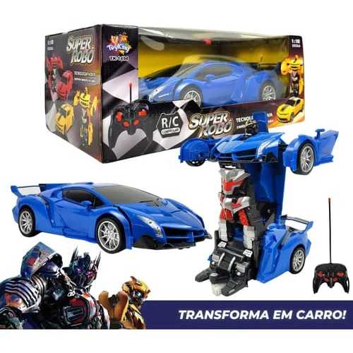 Carro Transformes controle remoto Vira robô com Bateria Recarregavel