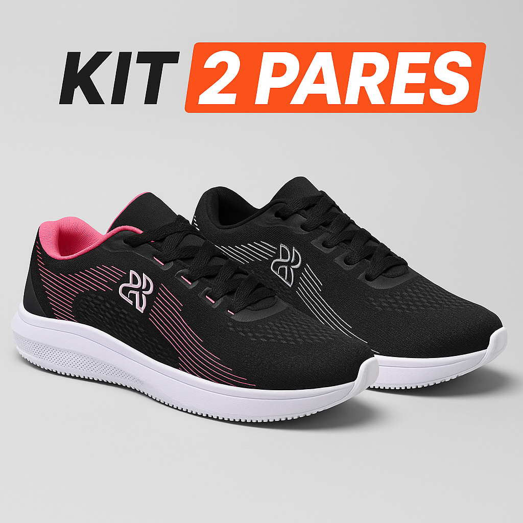 KIT 2 PARES Tênis Esportivo Leve Confortável Versátil Academia Caminhada Lazer. Do 34 ao 43 em Oferta na Shopee