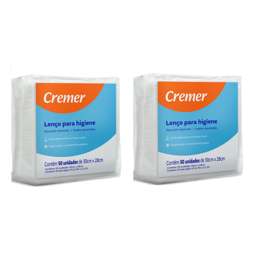 Kit 2 Lencos Para Banho No Leito Cremer Pacote com 50 Unidades em Oferta na Shopee
