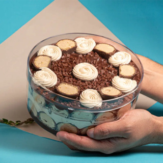 5 CAKE BOX CRISTAL REDONDA COM TAMPA 500 Ml  (Blue Star) em Oferta na Shopee