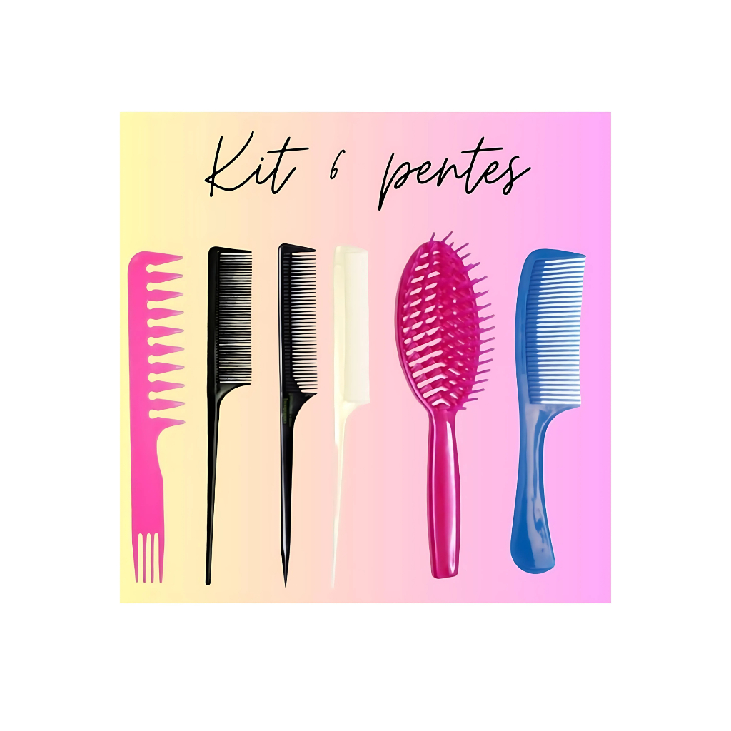 Kit 6 Pentes Profissional Para Penteado  - Marilu
