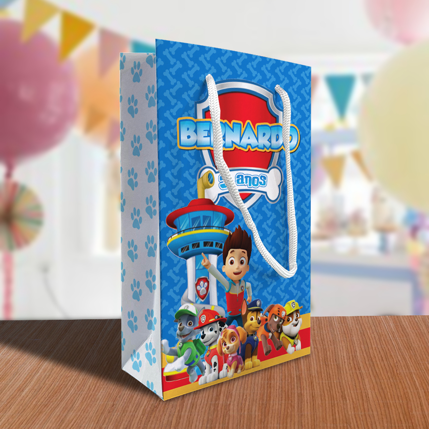 Sacolinhas Personalizadas Festa Patrulha Canina Azul Escuro (12x20x5,5cm LxAxP) Lembrancinha Kit Festa