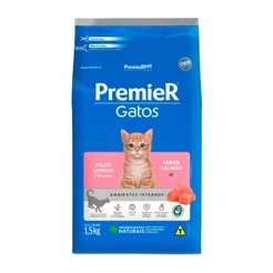 Ração Premier Gato Ambiente Interno Filhote Pelo Longo Salmão 1,5kg