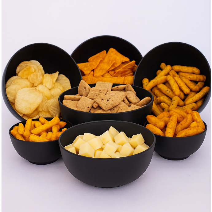 Imagem Kit 6 Cumbucas Bowl Plástico 1100 ML - Microondas Lava-Louças Reutilizável Petiscos