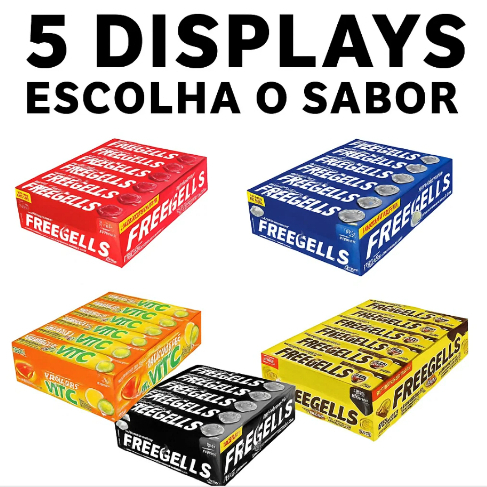 Bala Drops Freegells c/12un | Todos os Sabores | Sem Glúten Pastilha Riclan Atacado em Oferta na Shopee