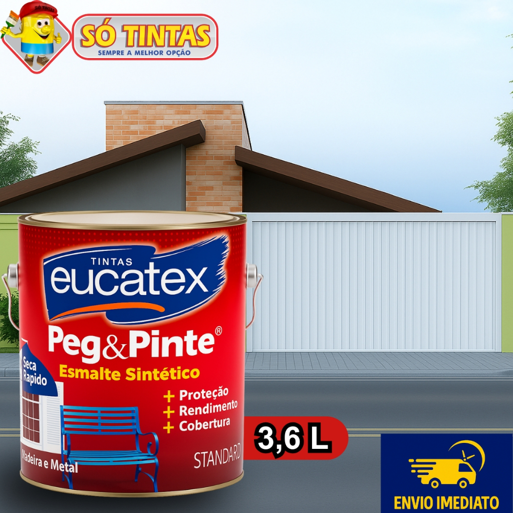 Tinta Esmalte Sintético Eucatex Pegue e Pinte 3,6 L, Madeira e Metal, Brilho Standard, Várias Cores em Oferta na Shopee