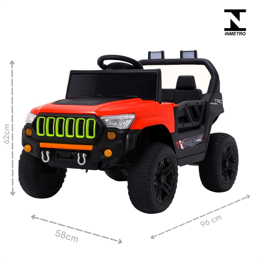 Detalhes do Carro Carrinho Jipe Infantil 12V Com Luzes Som USB e Controle Remoto