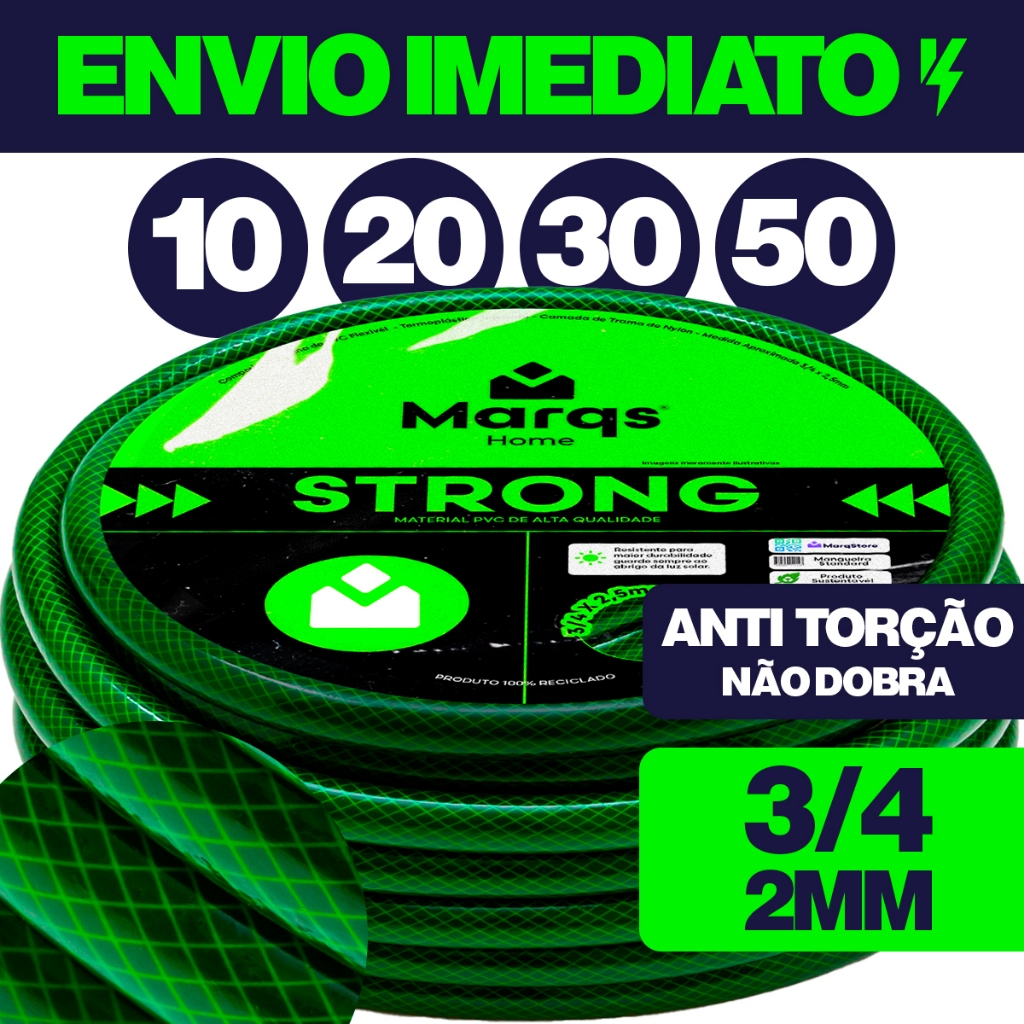 Mangueira Jardim 10m , 20m, 30m, 50m Metros Marqs Home 3/4 X 2,5mm Trançada Resistente
