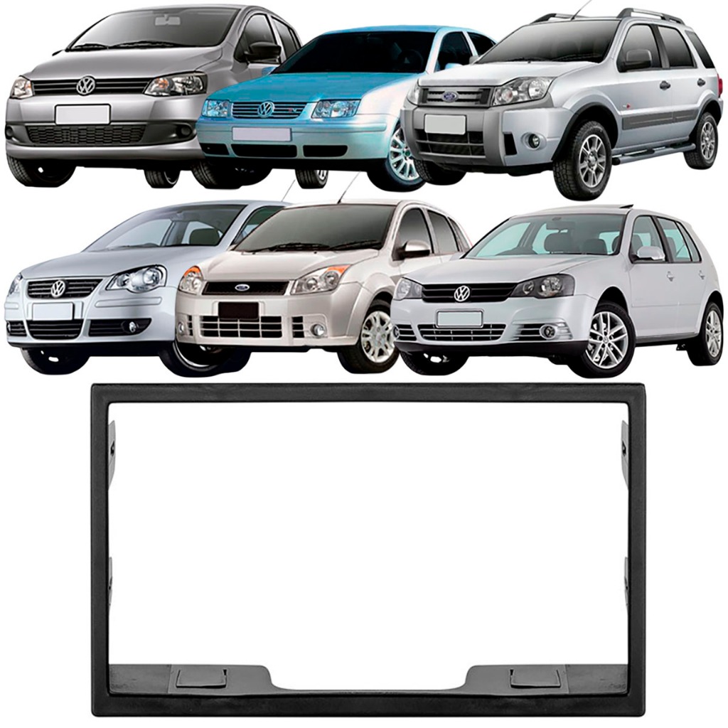 Moldura 2 Din Fox Golf Polo Bora Ecosport Fiesta Preta Painel Central Multimidia Mp5 Expex Epx 190