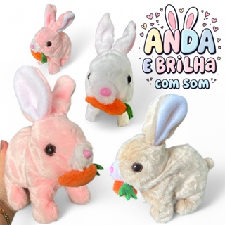 Coelhinho De Pelúcia Com Led anda e emite som Pascoa Coelho Elétrico Infantil Caminhar Pular Com Luz em Oferta na Shopee