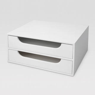 Organizador Branco Decorativo Com Duas Gavetas Tamanho A4 Base Monitor em Oferta na Shopee