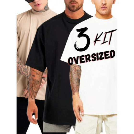 Kit 3 Camisetas Oversized Academia Treino Dia A Dia Confortavel Estilosa