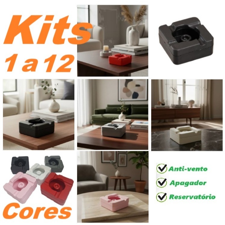 Kits Cinzeiros com Apagador central Prova de Vento Lavável Cores em Oferta na Shopee