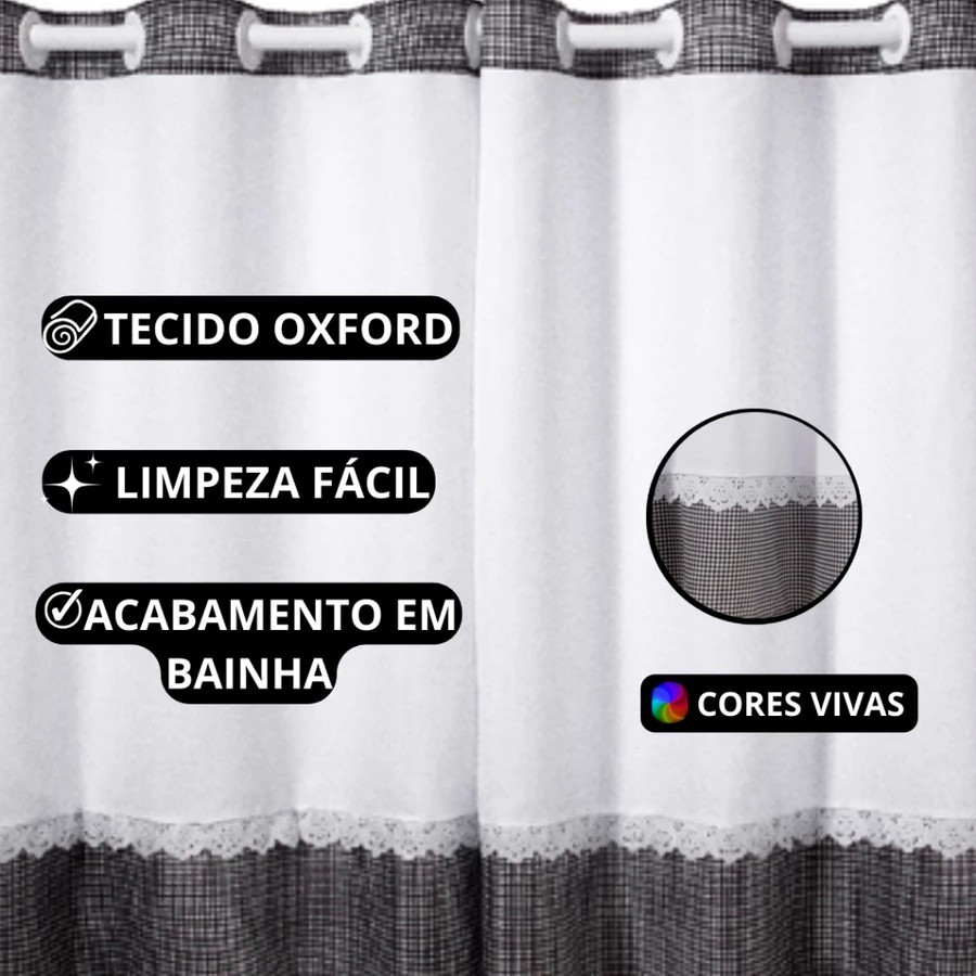 Cortina para Cozinha/Área de Serviço ou Varanda 2,80m x 1,20m | Estampa Exclusiva – Envio Rápido