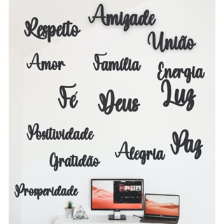 Palavras Decorativas de Parede com 14 peças Aplique Bonito Preto Fosco em Oferta na Shopee