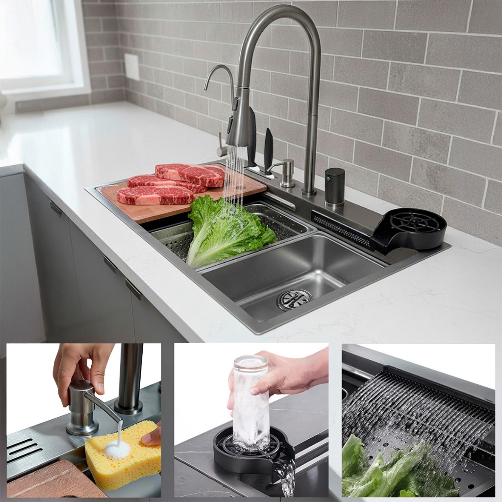 Pia Cuba Gourmet Multifuncional Completa  Aço Inox 304 Inteligente