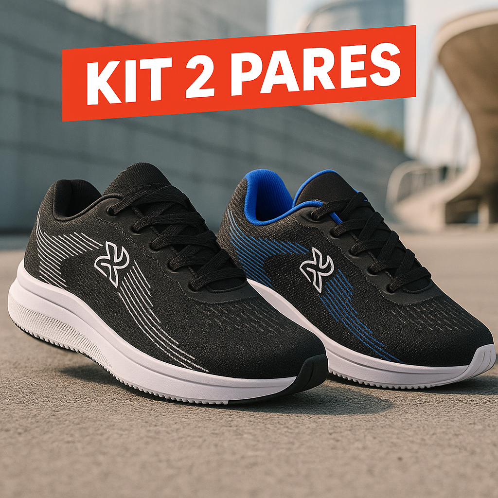 COMBO 2 PARES Tênis Casual Esportivo Confortável Leve Para Academia e Dia a Dia