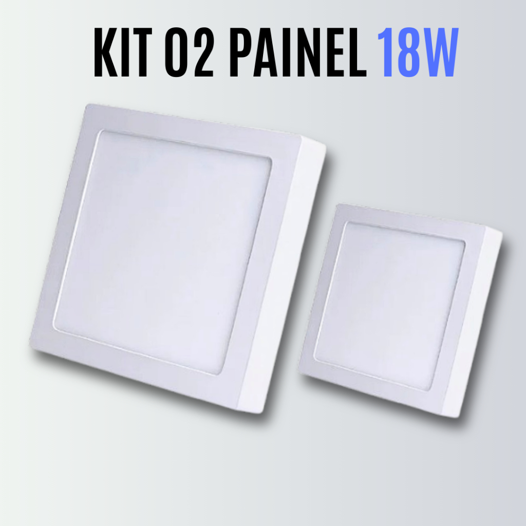 KIT 02 Painel Led Plafon Luminaria 18w Quadrado Sobrepor 6500k Branco Frio ( 12 Meses de Garântia ) em Oferta na Shopee