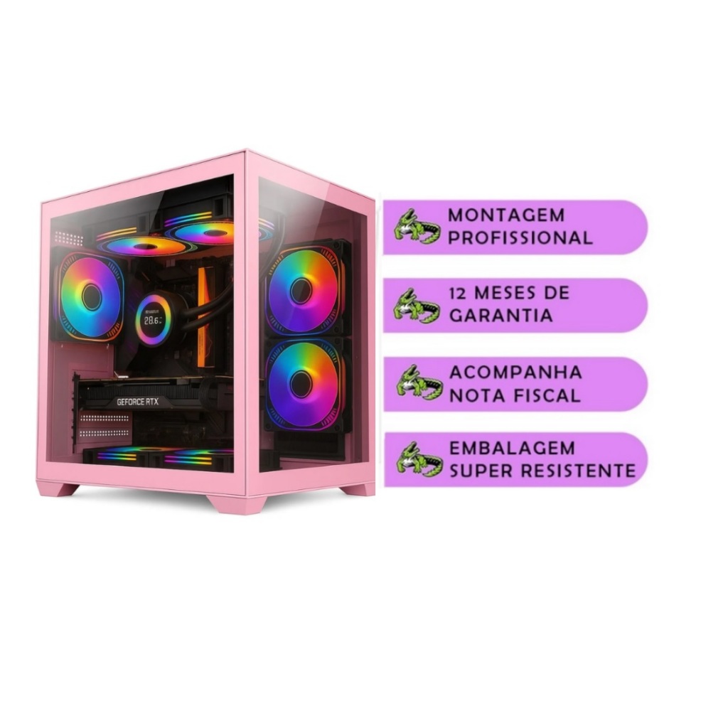 PC Gamer Rosa Pink Feminino Intel i5 3470, GeForce GT 730 4GB, Memoria 16GB DDR3, SSD 240GB