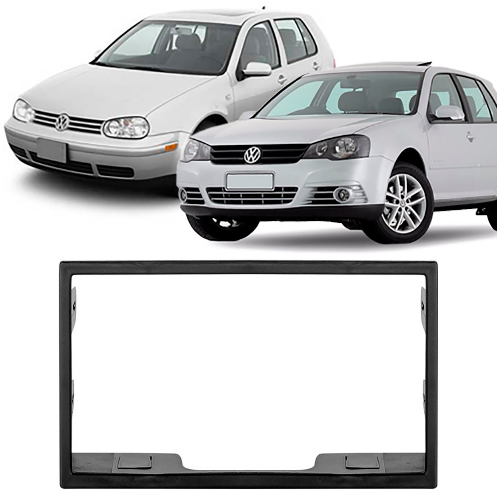 Moldura 2 Din Golf 1999 à 2013 Preta Painel Central Multimidia 7 Polegadas Mp5 Som