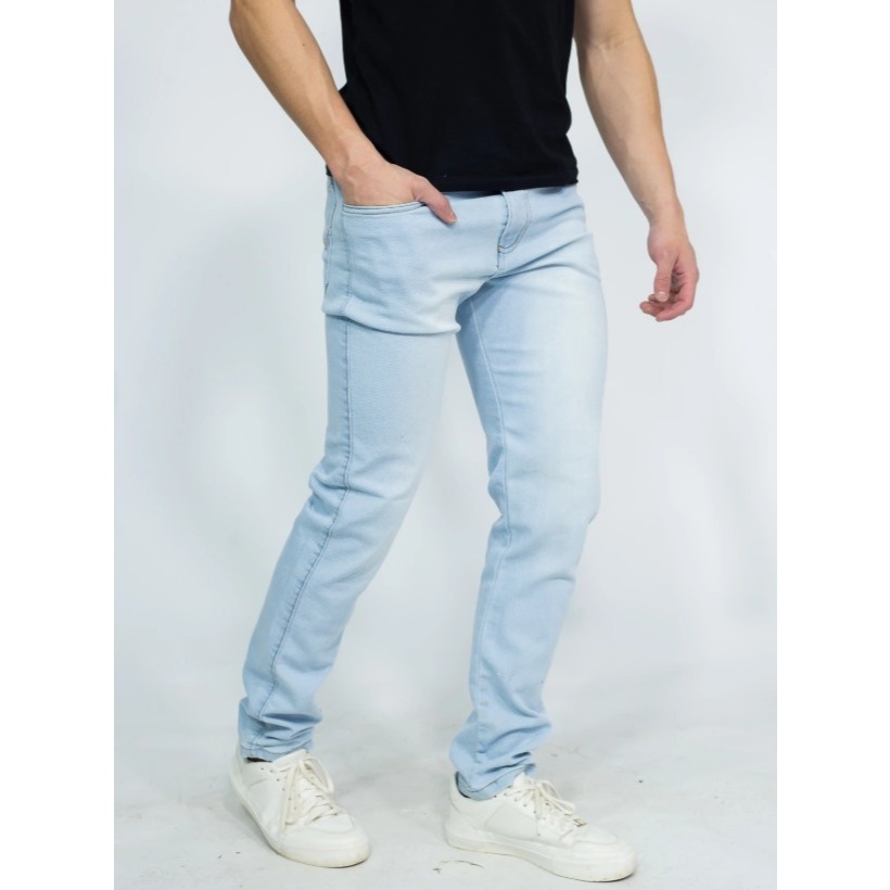 Calça Jeans Masculina Slim Lavagem Clara Stretch Premium