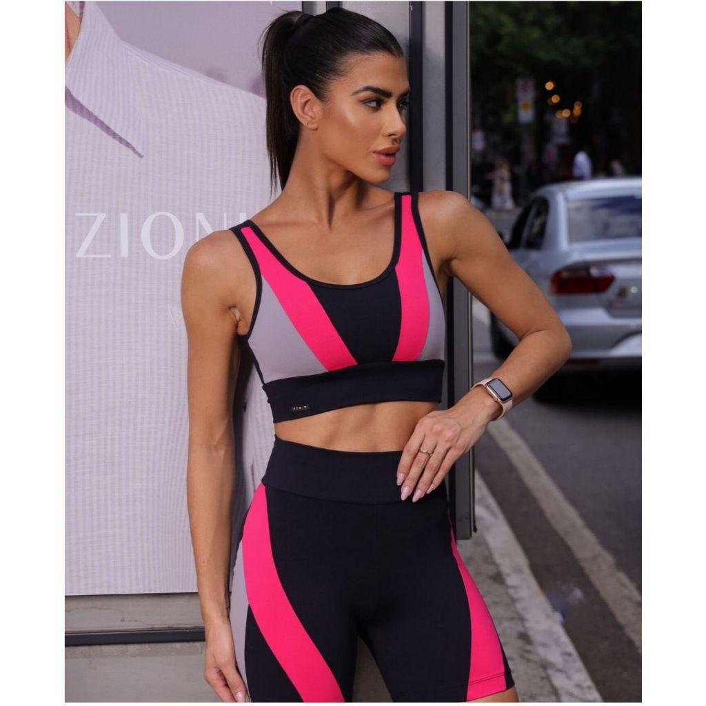 Conjunto Top e Short Academia Feminino K2B Conjunto Fitness K2B Zero Transparência Tam  P