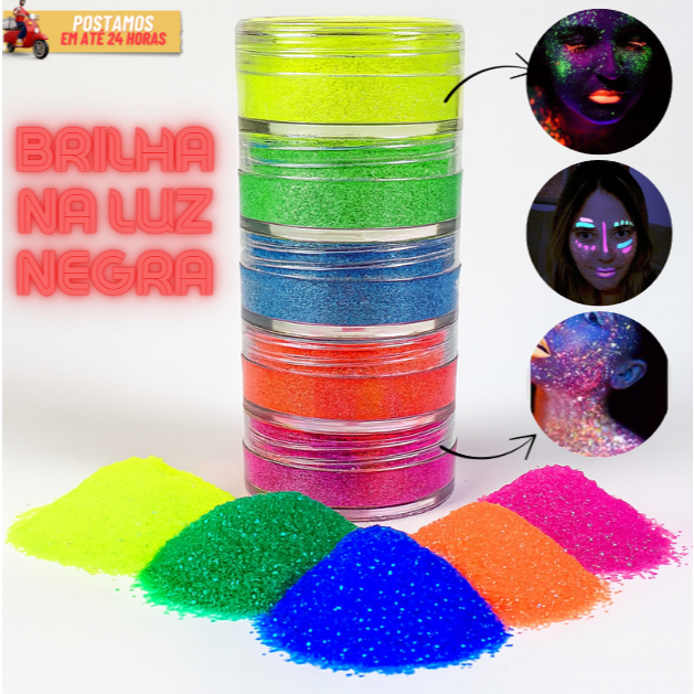 Glitter 5 Cores Fluor Neon ColorMake Maquiagem Profissional Carnaval Halloween
