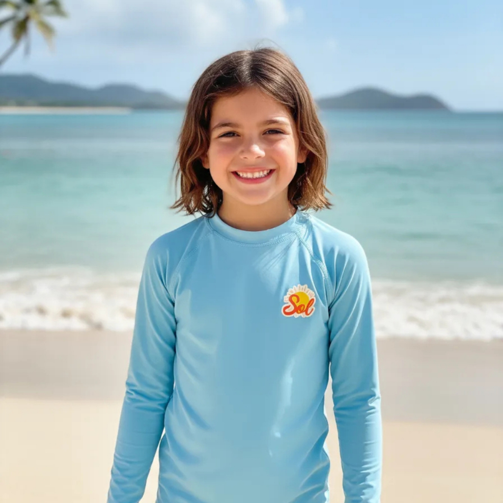 Blusa Infantil Menina Menino Camiseta Manga Longa Proteção Uv50 Praia/piscina